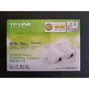 TP-Link AV200 Nano Powerline Adapter Starter Kit TL-PA2010KIT NEW FACTORY SEALED